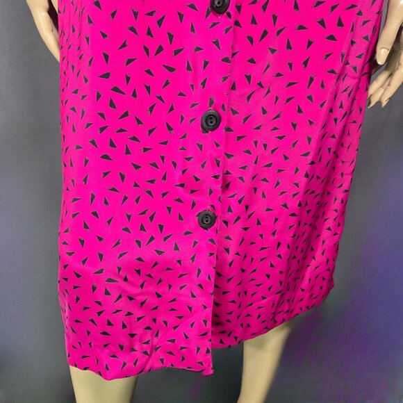 Vintage 80s Belted Secretary Dress womens Size M Purple Abstract Print New Wave - Picture 3 of 15